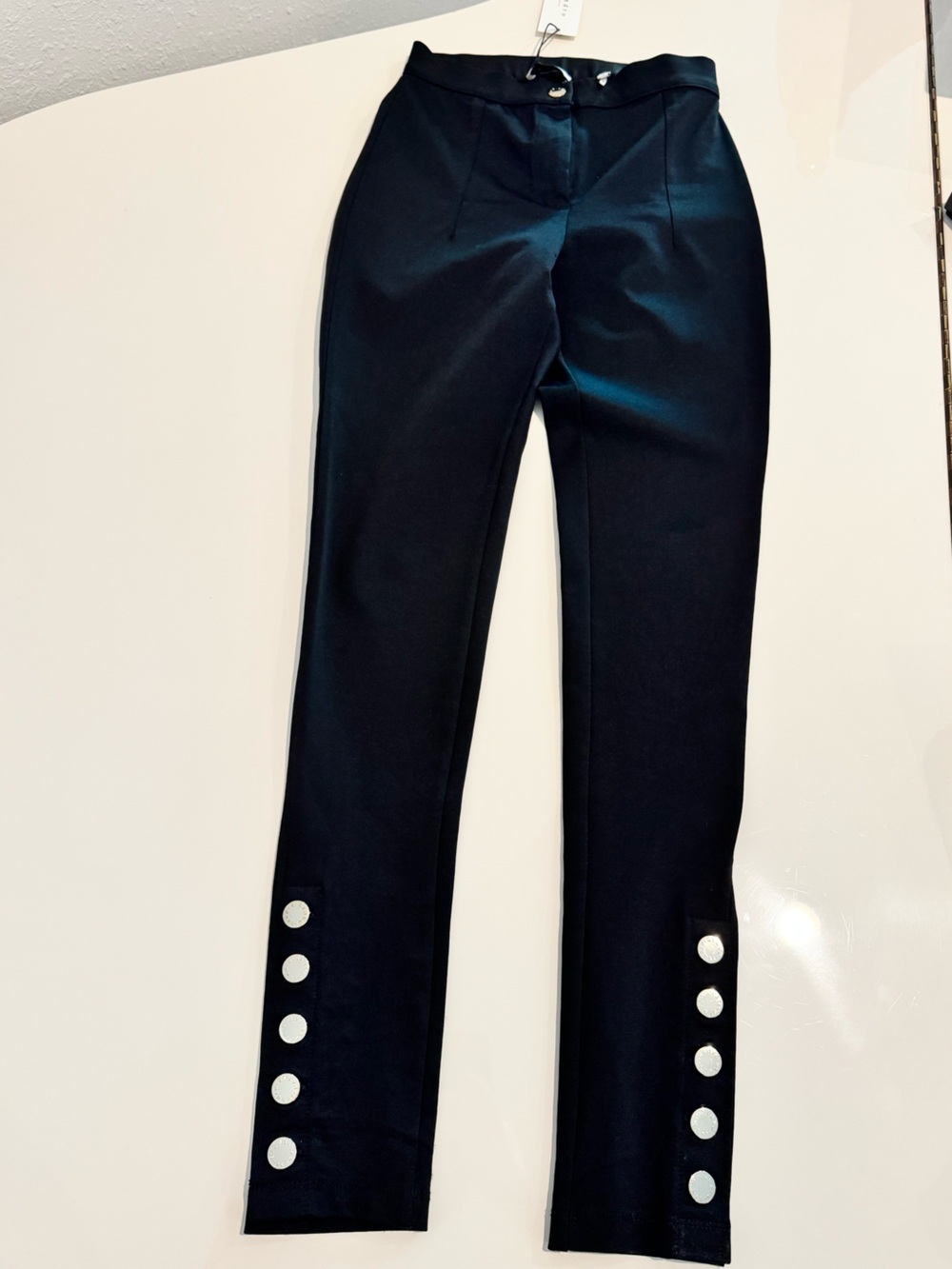 Sandro Black ankle Pants with gold Button detailing